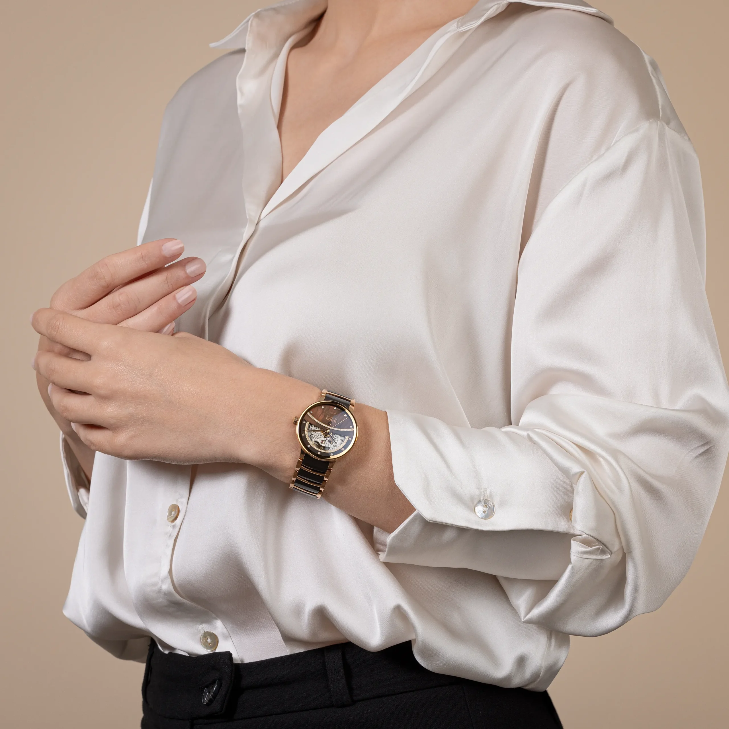 Women Rado Centrix Automatic Diamonds Open Heart